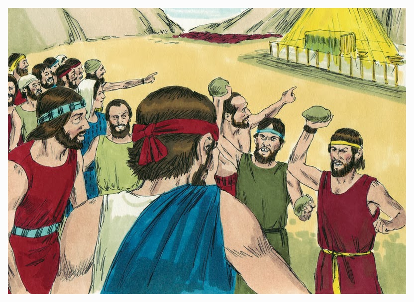 They picked up stones to stone Caleb and Joshua